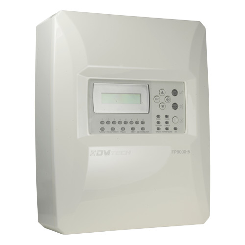 Conventional 8 zones with LCD screen - 2 siren output - 2 alarm and failure outputs and 2 configurable relay outputs - repeat output - up to 30 detectors per zone - automatic line resistance detection line