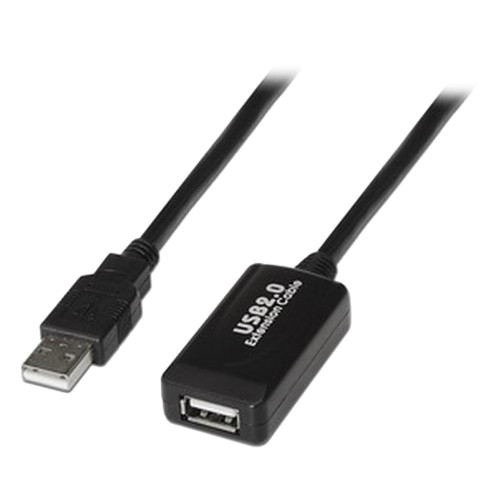 Extensor USB 2.0 - Comprimento 5,0 m - Conectores USB A M/H - Ativo - Cor preto - Transferência até 480 Mbps