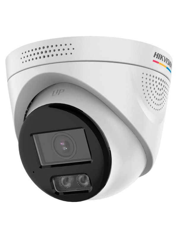 Hikvision câmara IP Turret gama VALUE ColorVu3.0 - Resolução 4 MPx | PoE IEEE802.3af - ColorVu3.0: imagem a cores HIKAI-ISP F1.0 1/1.8" - 2.8 mm | Microfone | Luz híbrida até 30m - Deteção de movimento 3.0 | Altifalante/luz de polícia - IP67 | ranhura par