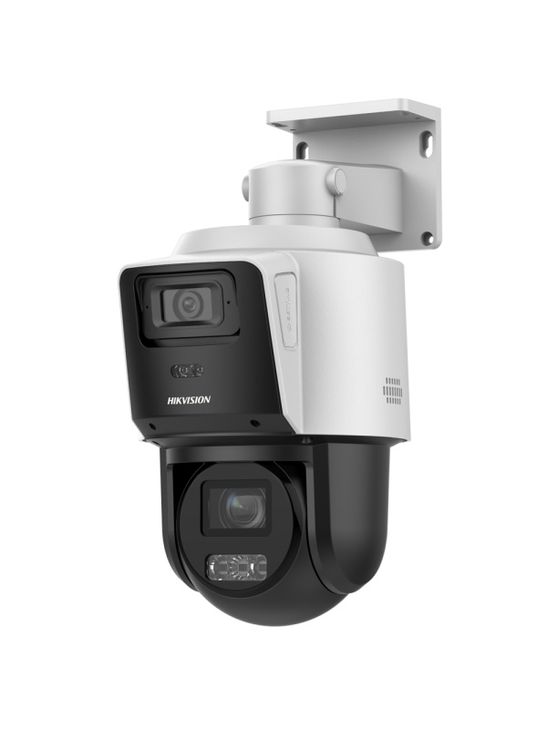 Hikvision Câmara tandem IP gama VALUE - Lente dupla (fixa 4Mpx + PTZ 4Mpx)) - Lente PTZ 2.8~12 mm 4X | IV 40 m - Lente fixa 2.8 mm | Luz branca 30 m - Detecção de movimento 2.0 - Micro SD IP66 PoE+