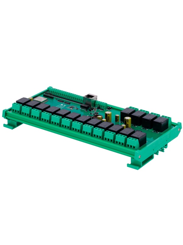 Módulo de aquisição e controlo de dados - 16 entradas digitais. / 16 saídas de relé (NA/NF) - Protocolos: Modbus/TCP, TCP/IP, UDP, HTTP,... - Servidor web integrado - 1 Porta Ethernet 10/100 Base-TX, 1 Porta WiFi - Montagem em carril DIN