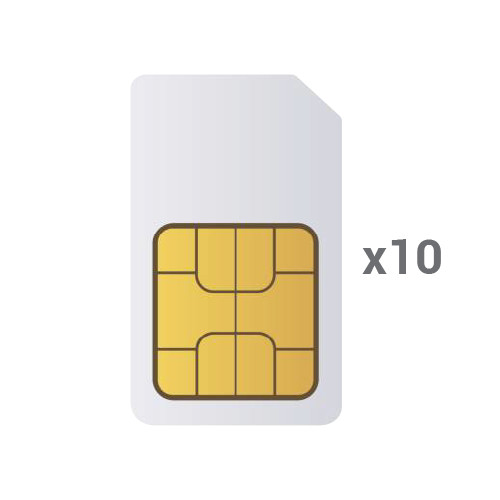 Pack 10 cartões SIM M2M - GlobalSIM Multi-operador - 2G/3G/4G/5G - Taxa fixa de dados para centrais de alarme - Suporta SMS e chamadas (custo em descrição)