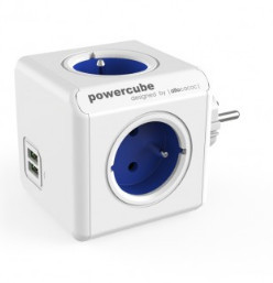 PowerCube Original BLUE com 4 tomadas FR e 2 portas USB tipo A.