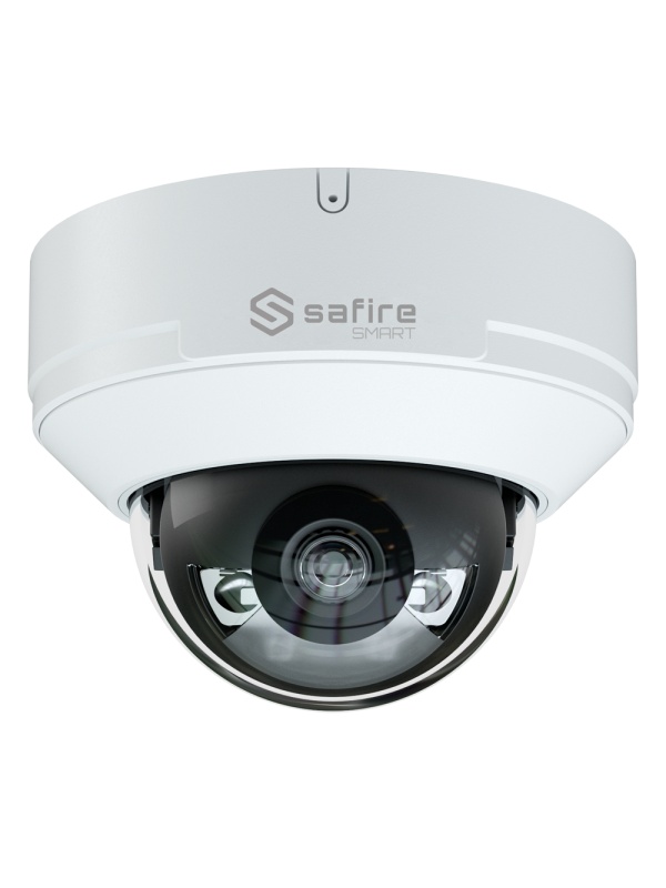 Safire Smart - Câmara Dome IP gama I1 AI Avançada e DualLight - Resolução 6 Megapixel (3296x1856) - Lentes 2.8mm | Áudio | Alarmes | IV 30m &amp; WL 30m - IA avançada:Perímetro, Facial, Contagem, Metadados - IP67 &amp; IK10 | PoE (IEEE802.3af) | P2P
