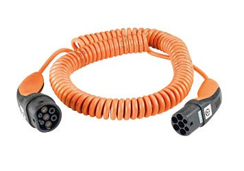 Spiral loading cable (up to 7.4 kW) orange, type 2, 32 A, single phase, 5 m