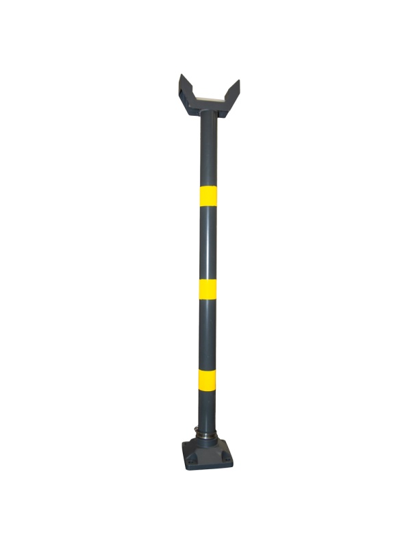 Suporte vertical para braço de barreira - Compatível com barreiras de estacionamento - Necessário em barreiras de estacionamento de 6 metros - Altura ajustável: 78 ~ 98 cm - Fácil instalação - Cor cinzenta com faixas refletoras