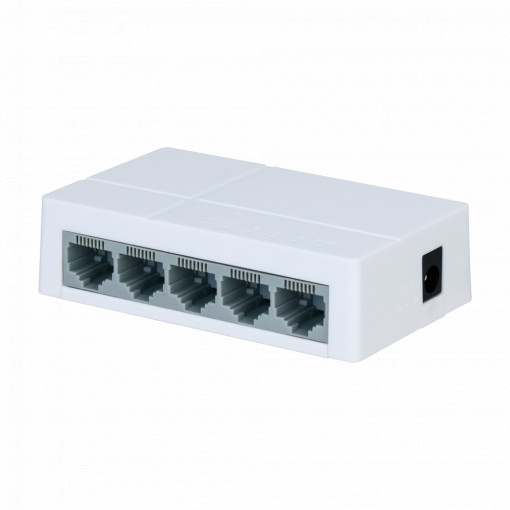 Switch Branded Fast Ethernet - 5 portas RJ45 - Velocidade 10/100Mbps - Buffering melhorado para streaming de vídeo - Plug and Play - Caixa plástica