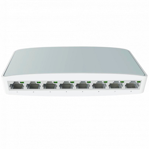 Switch de mesa - 8 Portas Fast Ethernet - Velocidade 10/100 Mbps - Plug &amp; Play - Suporta IEEE802.3x - Suporta MDI/MDI-X
