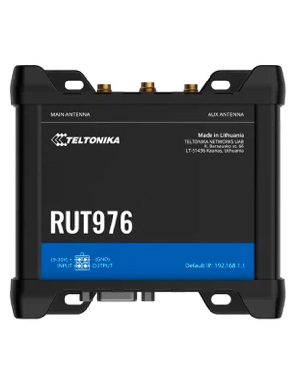 Teltonika Router 5G RedCap Industrial - 4 portas Ethernet RJ45 Fast Ethernet - Dual SIM 5G RedCap até 233Mbps - 3x Entrada + 3x Saida Digital + RS232 + RS485 - Wi-Fi 802.11b/g/n 2.4GHz - Posicionamento GNSS