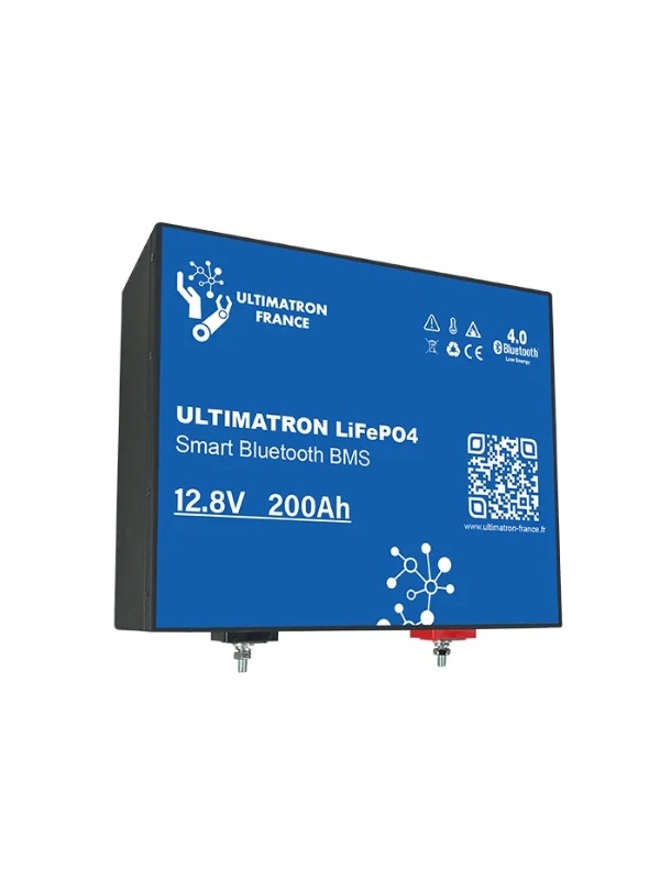ULM-12-200H - Bateria de lítio Ultimatron 12,8 V 200 Ah LiFePO4 para assento, Smart BMS com aquecimento Bluetooth