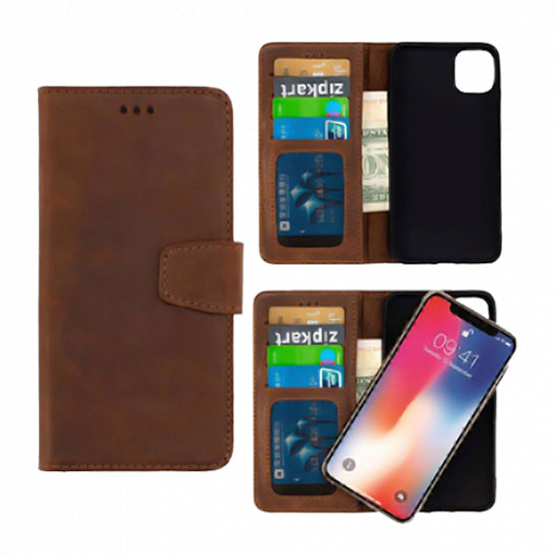 Wachikopa Case with Detachable Flip Cover *Natural Genuine Leather* for iPhone 13 - Brown
