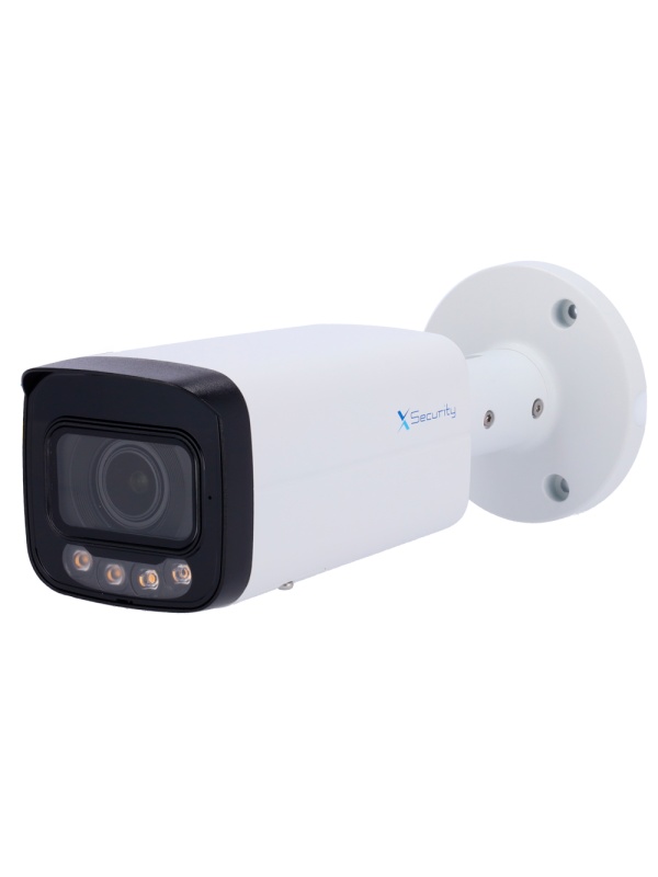 X-Security Câmara IP Bullet - 4 Megapixel (2688x1520) - Lente Motorizada 2.7~13.5mm - WDR 120dB | Dual Light (IV 60m e luz branca 60m)) - WizSense, com classificação de pessoas e veículos - MicroSD 256GB / IP67