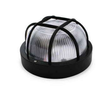 000700157 - 8436021941572 Candeeiro de parede redondo de plástico, E27 60W 230V Preto
