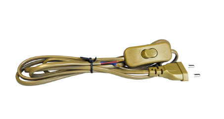 101020001 - 8433373069428Cabo de conexão plano com interruptor (2x0,75mm) 1,5M Dourado