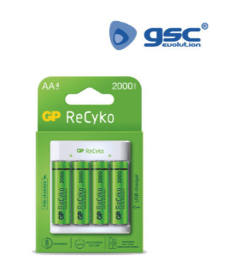 106005010 - 4891199192937Carregador de bateria recarregável AAA/AA + 4 baterias recarregáveis GP AA 2100mAh