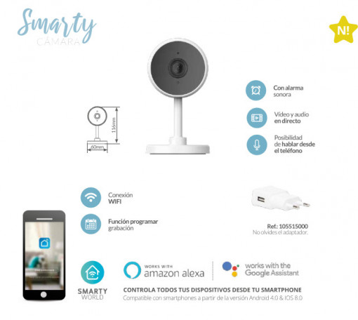 405025001 - 8433373068889Câmera inteligente via wifi 720P-1MP