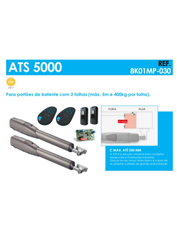 CAME ATS 5000 - KIT 8K01MP-030 - Para portões de batente com 2 folhas