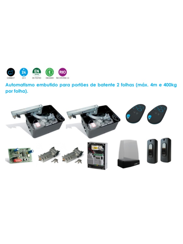 CAME FROG X 24VDC - KIT 8K01MI-007 - Automatismo embutido para portões de batente 2 folhas (máx. 4m e 400kg por folha)