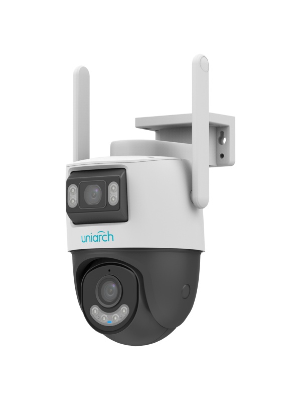 Camera IP WiFi Uniarch Panda Panda Series P - RESOLUTION TO 3MPX, HIGH IMAGE QUALITY - Double Lens: Fixed (Overall Vision) and PT (Mobile) - Human and Vehicle Detection - Smart Double Lighting: IR and White Light - Bidirectional Audio: Microphone and Altifal