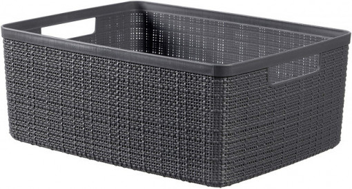 Cesta Rectangular de Yute M 12L Gris Oscuro