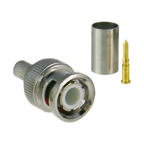 Conector SAFIRE - BNC para cravar - Compatível com Microcoaxial - 25 mm (Fo) - 10 mm (An) - 5 g