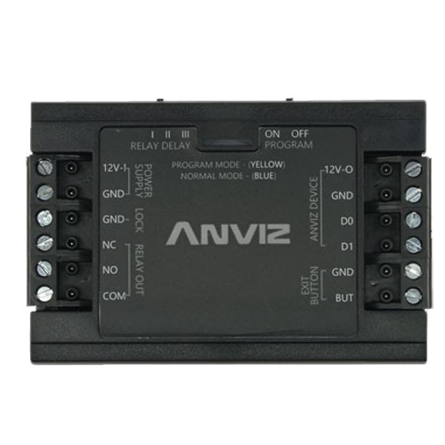 Controladora independente ANVIZ - Para instalações autónomas - Entradas ANVIZ Wiegand e botão - Saída relay NO/NC - Controlo direto de fechaduras - Alimentação DC 12 V