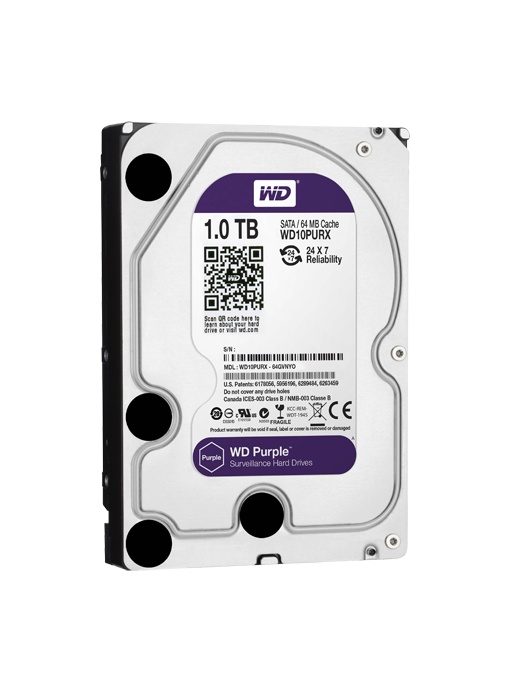 Disque dur - Capacité 1 TB - SATA Interplay 6 Go / S - Modèle WD10Purx - spécial pour les vidéogers - Chargement ou installé sur DVR