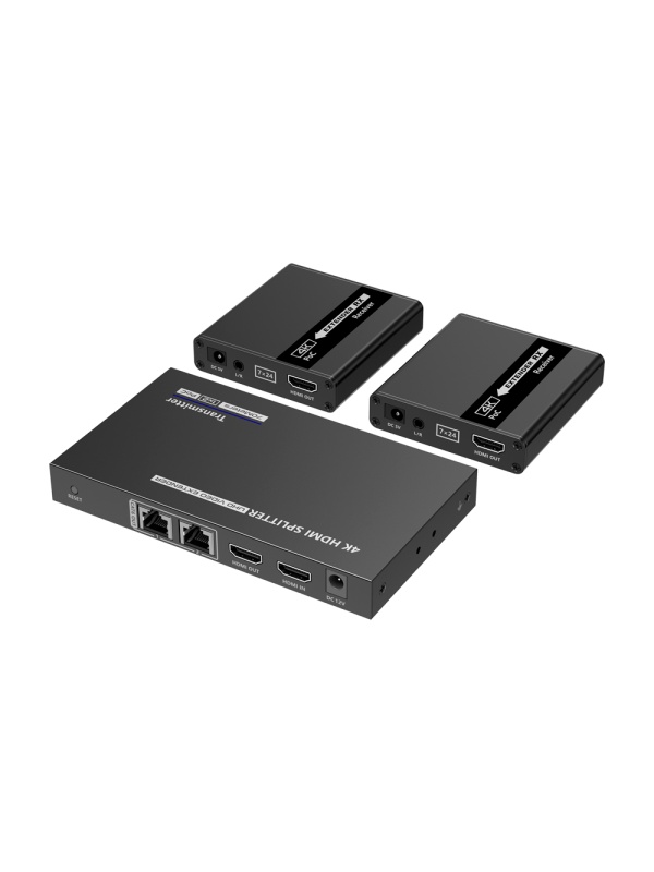 HDMI -Extensor Distress 1x2 - 1 transmitter/2 receivers - Resolution up to 4k@30Hz - range up to 70m - via cable UTP CAT6/6A/7 - RS232 control