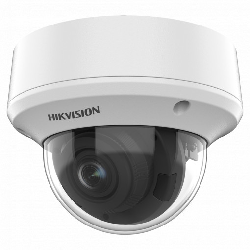 Hikvision - Cámara Domo HDTVI Gama Value - Resolución 5 Megapíxel (2560x1944) - Lente varifocal motorizada 2.7~13.5 mm - IR alcance 40 m | Alimentación por coaxial PoC.a - Impermeable IP67, antivandálica IK10