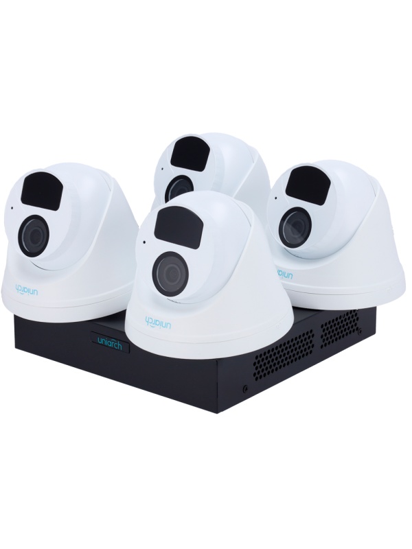 Kit de Videovigilância Uniarch - NVR 8CH PoE - 4 Câmaras Turret IP67 - 2 MP | 2.8 mm | IV 30 m - Espaço para 1 HDD - Compatível com ONVIF