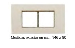 Marco dos módulos, esquinas rectas (blanco)