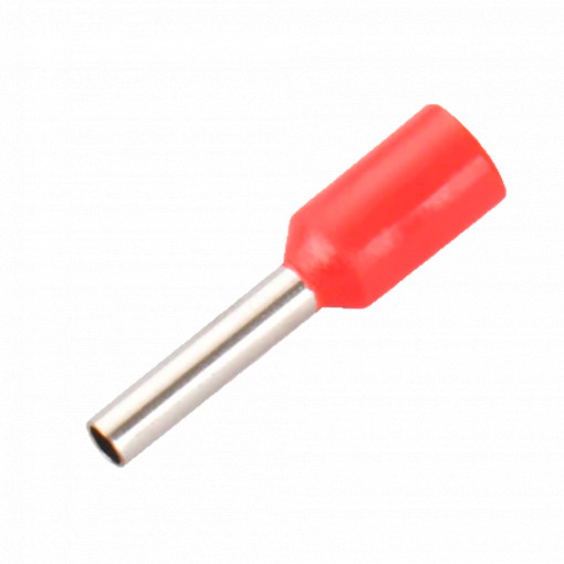 Pontas de engaste ocas - Para cabos eléctricos - Secção transversal do condutor 1mm² / AWG 18 - Cor vermelho - 200 Unidades