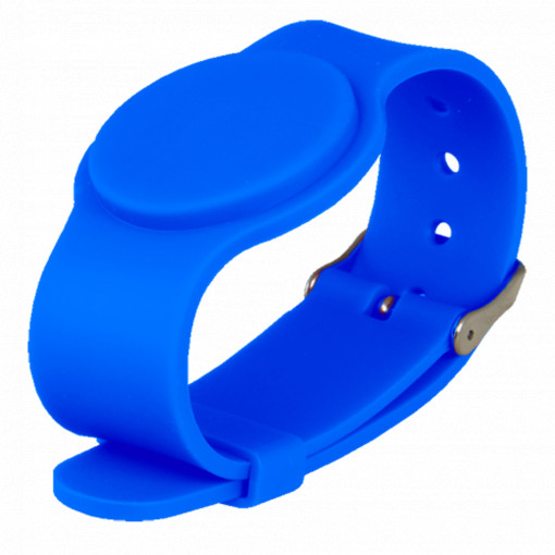 Pulseira de proximidade - ID por radiofrequência - MF DESFire passivo: Cor azul - Alta frequência 13.56 MHz - Correia ajustável por pontos - Segurança máxima | Não copiável