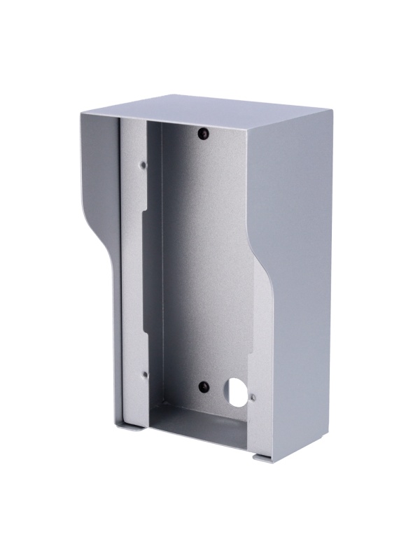 Suporte para videoporteiro com viseira - Específico para Akuvox AK-E21x - Medidas: 211 (Al) x 122 (Lg) x 99 (Fd) mm - Fabricado em aço galvanizado - Montagem na superfície - Fácil instalação