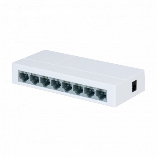 Switch Branded Fast Ethernet - 8 portas RJ45 - Velocidade 10/100Mbps - Buffering melhorado para streaming de vídeo - Plug and Play - Caixa plástica