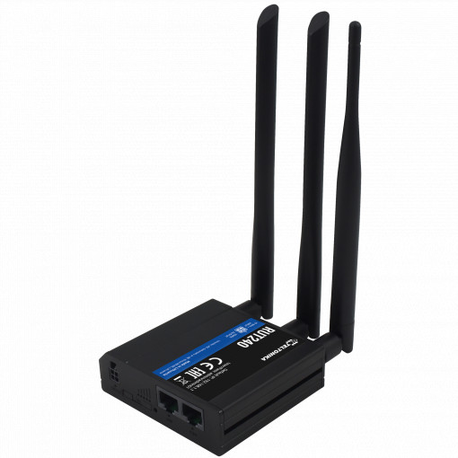 Teltonika Router 4G Industrial - 2 portas Ethernet RJ45 Fast Ethernet - 4G (LTE) Cat 4 até 150Mbps - 1x Entrada/Saída Digital - Wi-Fi 802.11b/g/n 2.4GHz - Caixa de alumínio