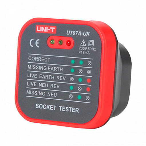 Tester de tomadas eléctricas UK - Verificação de erros de cablagem - Teste de estanqueidade