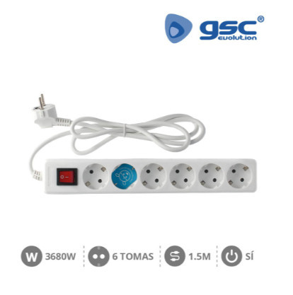 000000015 - 8436021940155Base múltipla 6T + Int. (3x1,5mm) 1,5M Branco