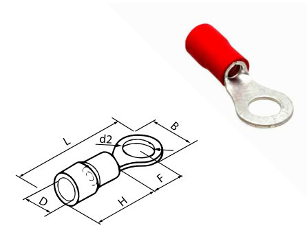 000303611 - 8433373036116 Saco 50u Terminal isolado redondo 5,3/1,5 mm Vermelho