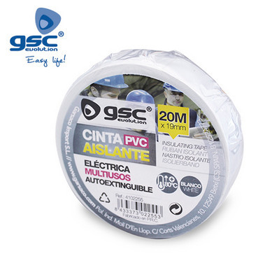 004102255 - 8433373022553Fita isolante elétrica PVC 20M Branca-Retrátil 10 unidades