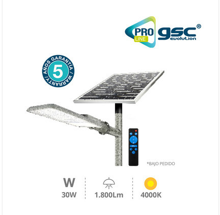 201605004 - 8433373042414 Iluminação pública solar 30W 4000K IP65 - Pro Line