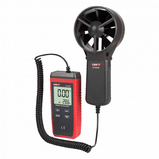 Anemômetro do tipo Split - Sensor de velocidade do vento de alta precisão - Sensor de temperatura - Apagado automático - Valores Máximos, Mínimos e Médios - Visor LCD retroiluminado