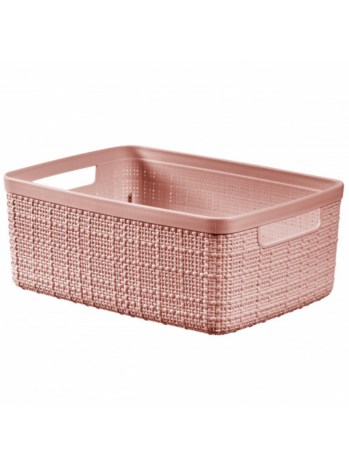 Cesta de Yute Rectangular S 5L Rosa