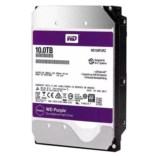 Disque dur numérique occidental - Capacité 10 TB - SATA 6 Go / s Interporase - Modèle WD100PURX -78 - spécial pour le videprovateur - lâche ou installé sur DVR