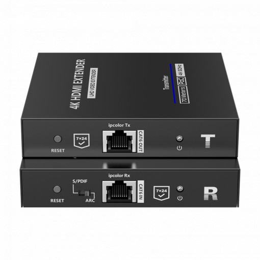 Extensor activo HDMI - Emissor e receptor - Alcance 70 m - Sobre cabo UTP Cat 7 - Até 4K@60Hz - Alimentação DC 12 V
