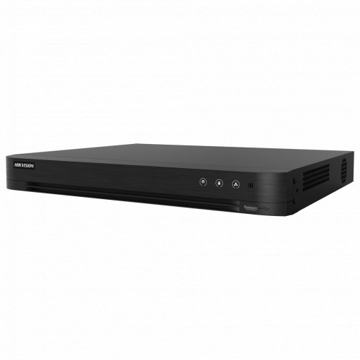 Hikvision DVR 5n1 PoC - 8 CH HDTVI / HDCVI / AHD / CVBS - Hasta 16 canales IP - Salida HDMI 4K y VGA | 8 puertos PoC - 4CH Reducción de falsas alarmas basado en AI - Admite 2 discos duros hasta 10TB | Alarmas