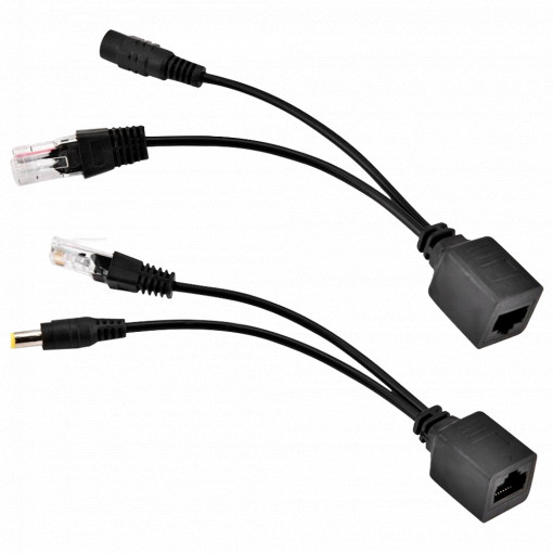 Injector e Splitter PoE passivo - Requer a utilização do parceiro incluído - Entrada e saída até 48 V - Conectores RJ45 e ficha de alimentação - Até 100 metros UTP - Cor preto