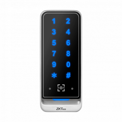 Leitor de acesso - Acesso por código QR, cartão EM e PIN - Indicador LED e acústico - Wiegand 26/34 | RS485 - Compatível com controladoras ZKTeco - Apto para exterior IP65