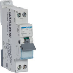 MJT725 - Disjuntor 1P+N 25A C 4.5/6KA 1M HAGER EAN:3250614325847