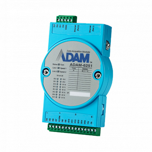 Módulo de adquisición e control de datos - 16 aporte digital - Protocolos: Modbus/TCP, TCP/IP, UDP, HTTP,... - Capacidad de para crear normas de control cosa análoga - Servidor web integrado - 2 Puertas Éternet 10/100 Base-TX
